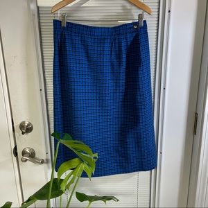 Vintage Pendleton Wool Skirt 14 Plaid Midi Knee Length Pockets Blue Green Black